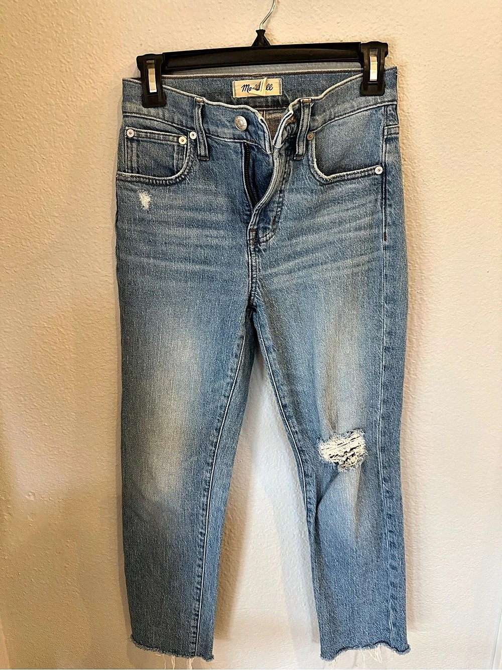 Madewell The Perfect Vintage Jean Cropped Distressed Jeans Waist 24P